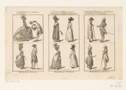 Three representations with clothing for ladies and gentlemen
