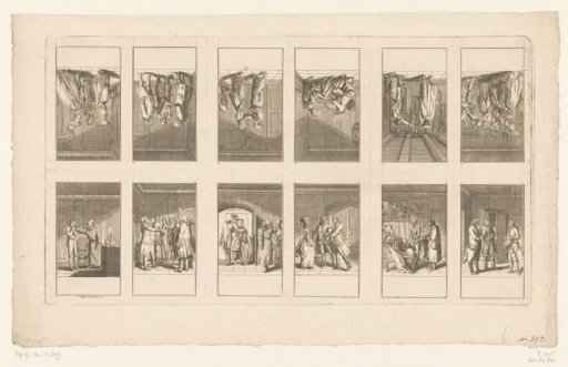Twelve scenes from Grossmann's Nichts mehr als sechs Schüsseln