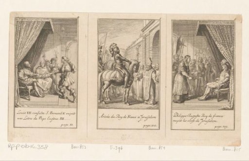 Three scenes from Histoire des Croisades by Maier