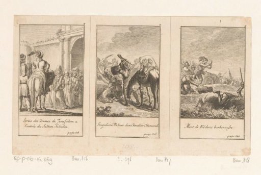 Three scenes from Histoire des Croisades by Maier