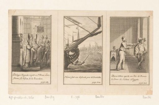 Three scenes from Histoire des Croisades by Maier
