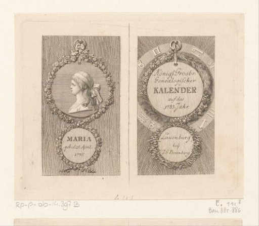 Portrait and title page for the Lauenburg calendar 1783