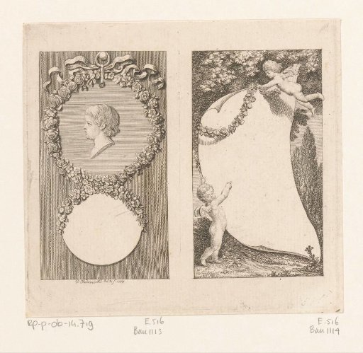 Portrait of Amelia and a Blank Sheet Held Up by Putti