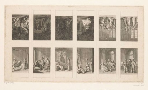 Twelve scenes from Le Mariage de Figaro by Beaumarchais