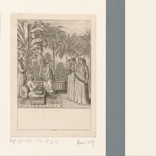 Women in a garden making music for the Nawab