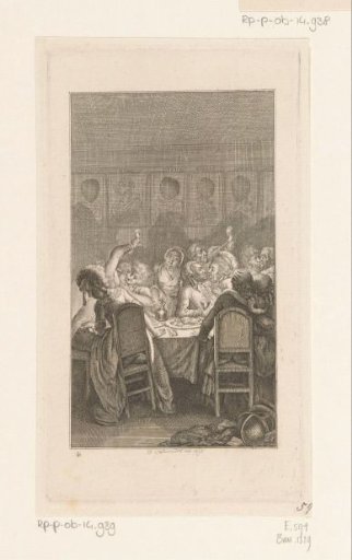 Exuberant company in a brothel