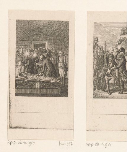 Frederick II at the open grave of his predecessor