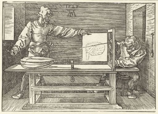 Draughtsman Drawing a Lute