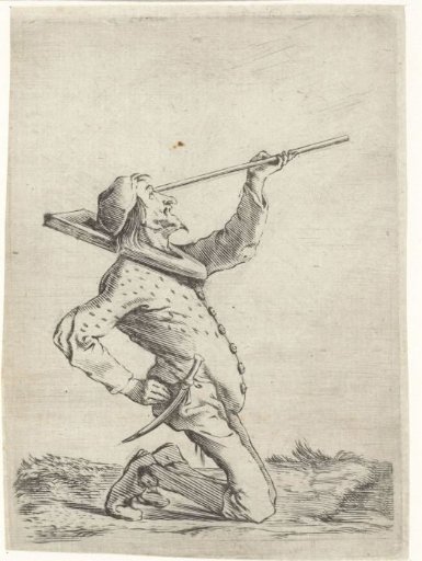 Man Peering Along a Stick