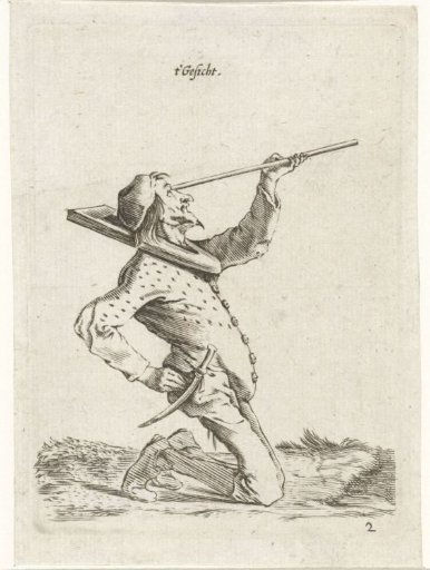 Man Peering Along a Stick