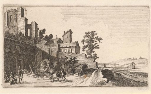 Man with a Wheelbarrow Outside the City Walls