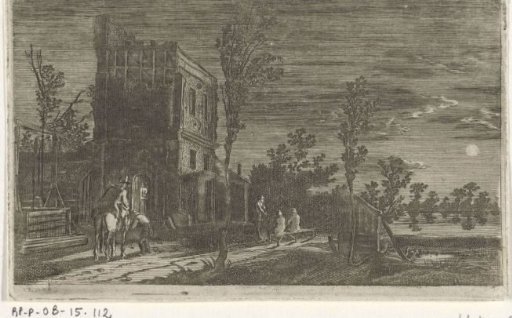 Figures by a Tower, by Night