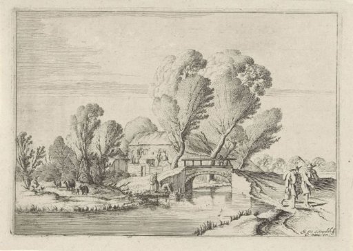 Two Walkers by a Canal