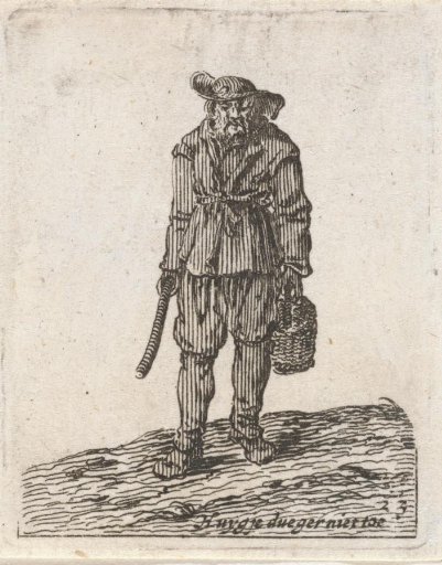 Man with a stick and basket