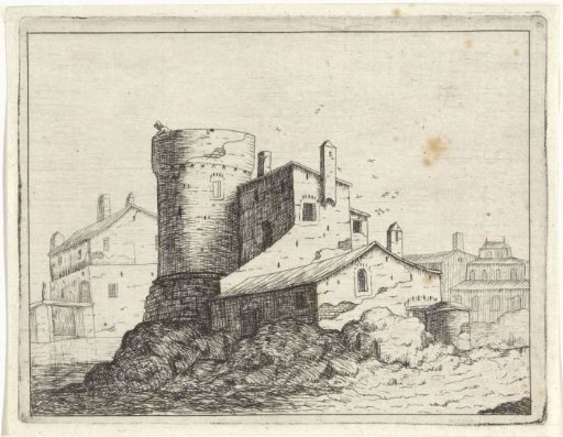 House against a round tower