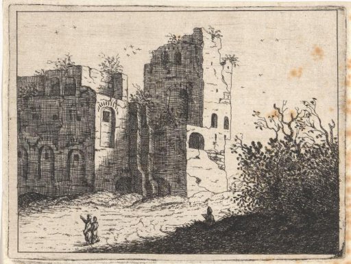 Artist sketching a ruin
