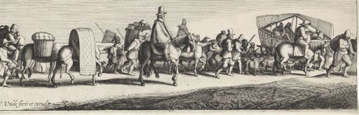 Procession of market vendors and shoppers