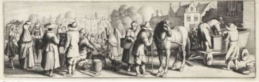 Market scene with horse and cart