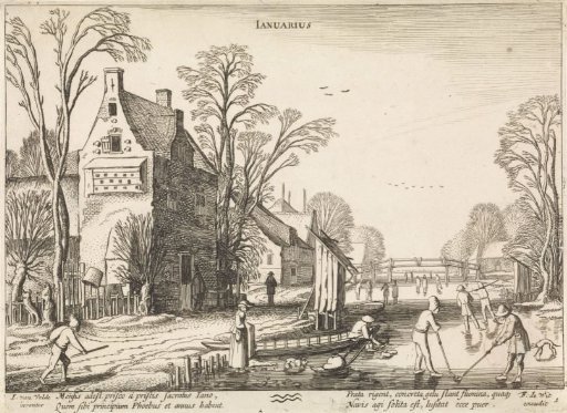 Winter Landscape with Skaters on the Ice: January