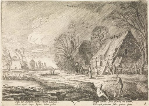 Figures at a Farmhouse in the Rain: March
