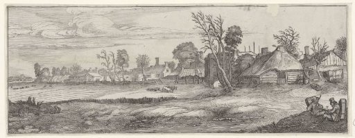 View of a village between meadows