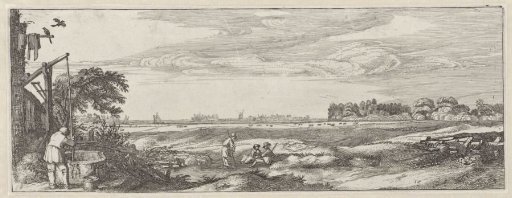 Landscape with a man at a water well