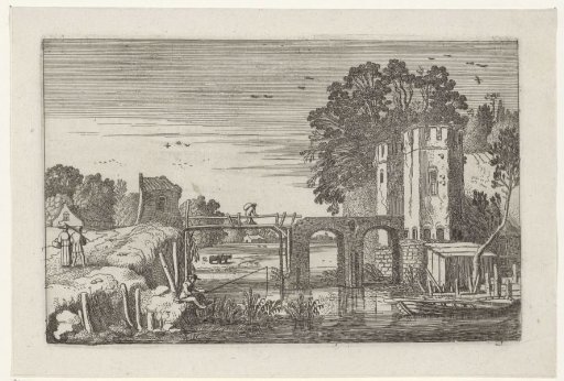 Castle ruin with a bridge