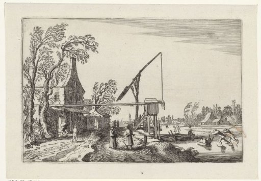 Skaters on the ice and farmers on a road