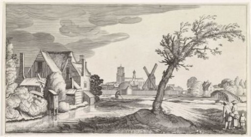 Family by a House with a City in the Background