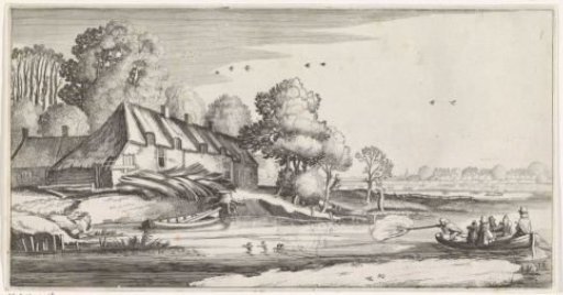 Duck Hunt on a River by a Farm