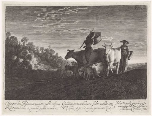 Shepherd and Shepherdess with Livestock in Evening Light