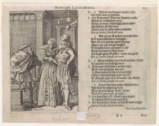 Old man with a purse of money with a young couple