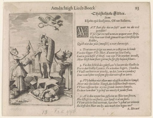 Knight surrounded by allegorical figures
