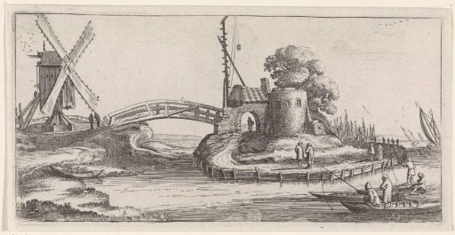 Anglers in Boats near a Mill and a Beacon