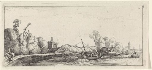 River View with Towed Barges