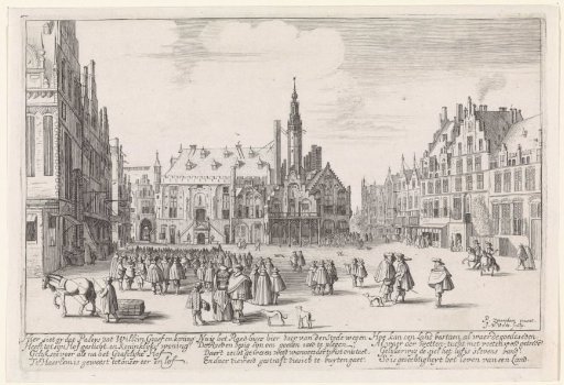 View of the Grote Markt with the Town Hall in Haarlem