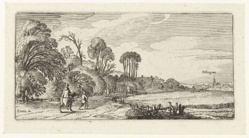 Landscape with a rider and a walker on a road near Hillegom
