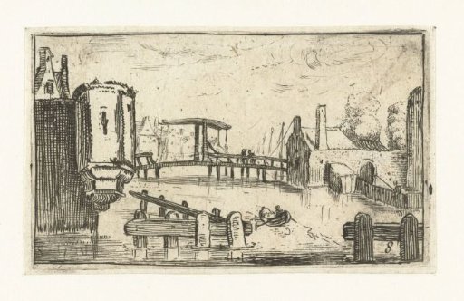 Canal with a drawbridge in a town