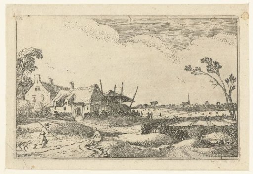 Farmhouse on a path with a view over the fields