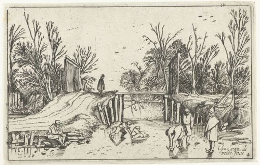 Skaters in front of a wooden bridge