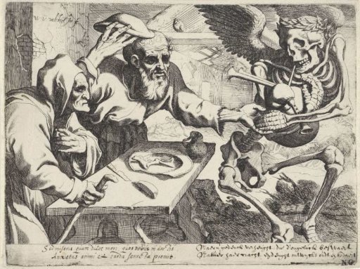 Old Couple with the Death Playing Bagpipes