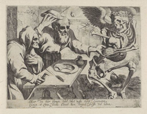 Old Couple with the Death Playing Bagpipes