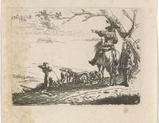 Three Hunters with Dogs