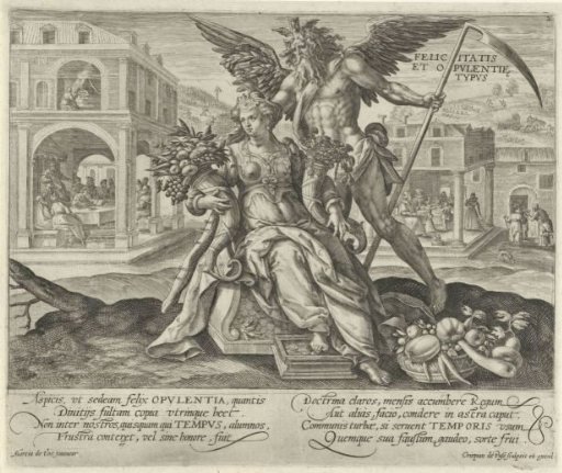 Landscape with Father Time and personifications of Happiness and Wealth