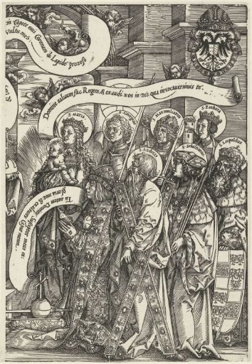 Emperor Maximilian I kneels before Christ