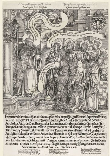 Emperor Maximilian I kneels before Christ