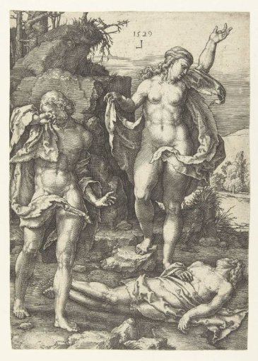 Adam and Eve mourning over the dead Abel