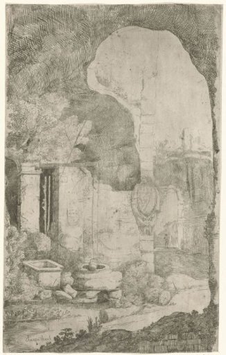Water well beside a ruin