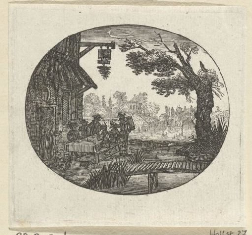 Landscape with company before a table