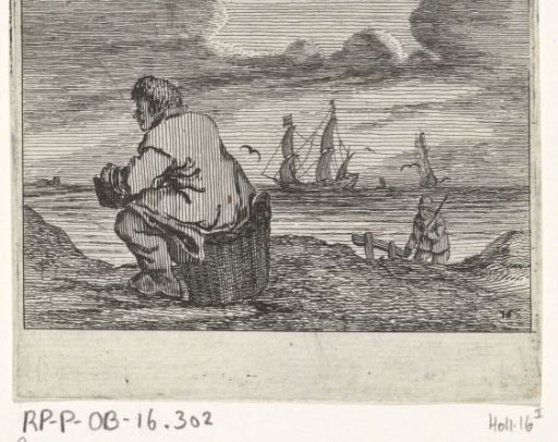 Dune Landscape with a Man Sitting on a Basket